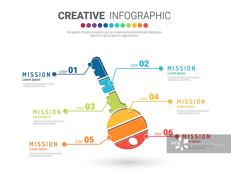 创意商业钥匙信息图扁平化设计图片素材