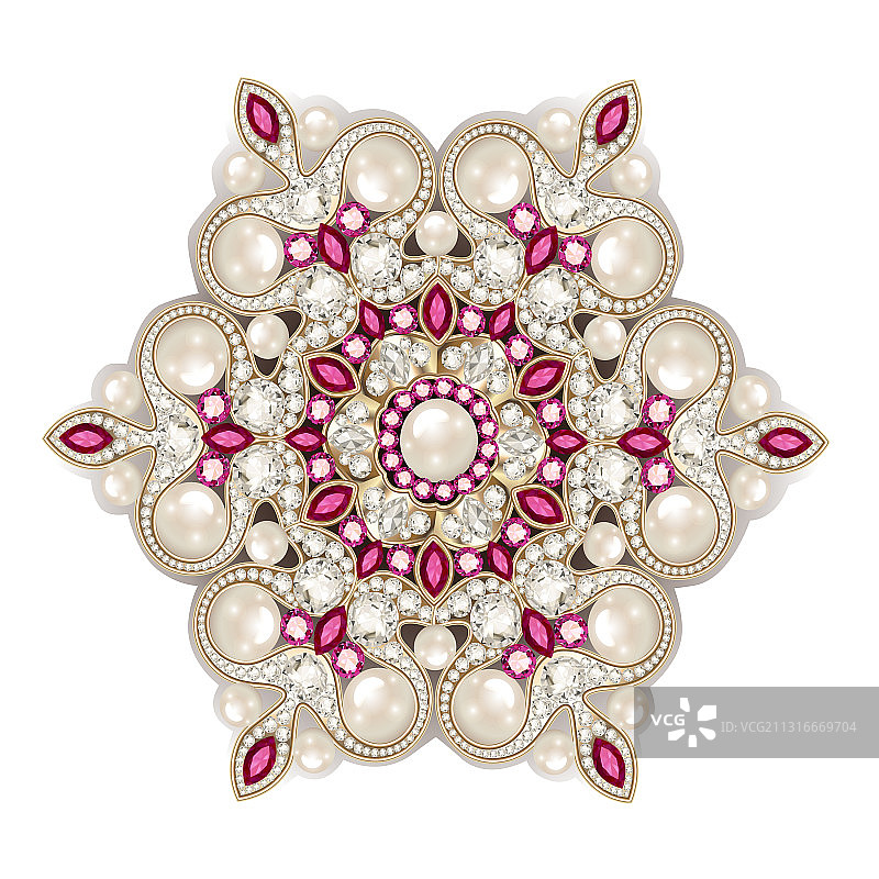 曼陀罗胸针珠宝设计元素珍珠图片素材
