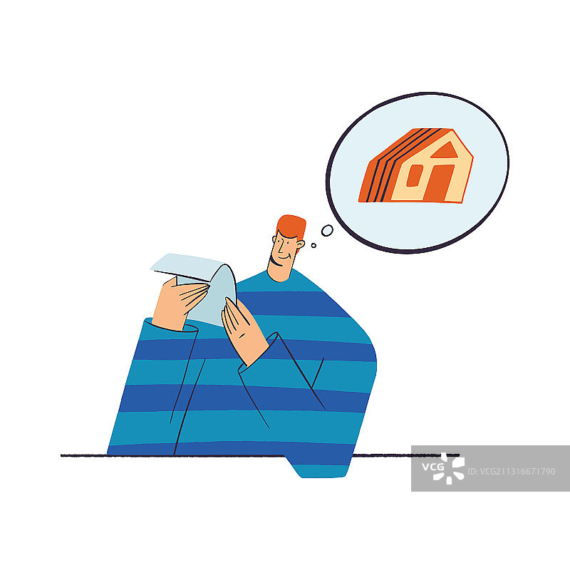 一个年轻人正在阅读租赁或抵押协议图片素材