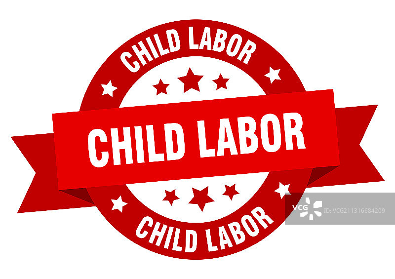 反对使用童工圆形缎带标签图片素材