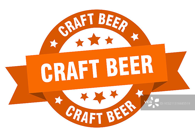 精酿啤酒圆形丝带标签图片素材