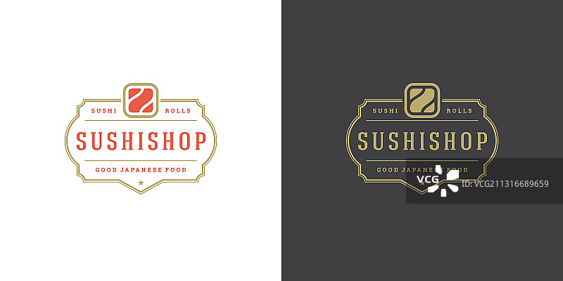 寿司标志和徽章日式料理餐厅图片素材