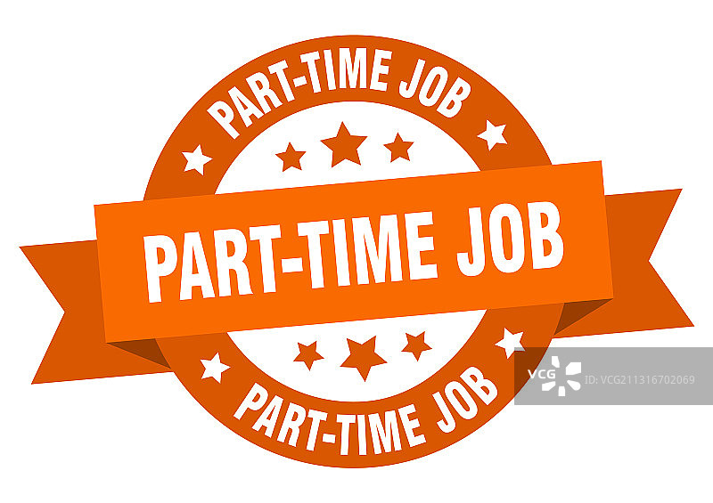 兼职工作圆形缎带隔离标签图片素材