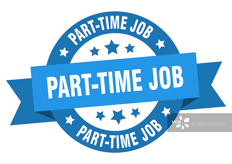 兼职工作圆形缎带隔离标签图片素材