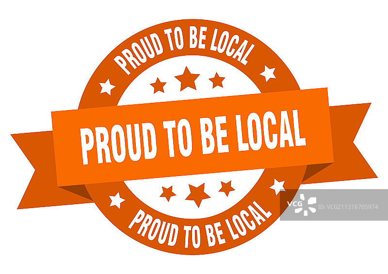 自豪的本地圆形缎带隔离标签图片素材