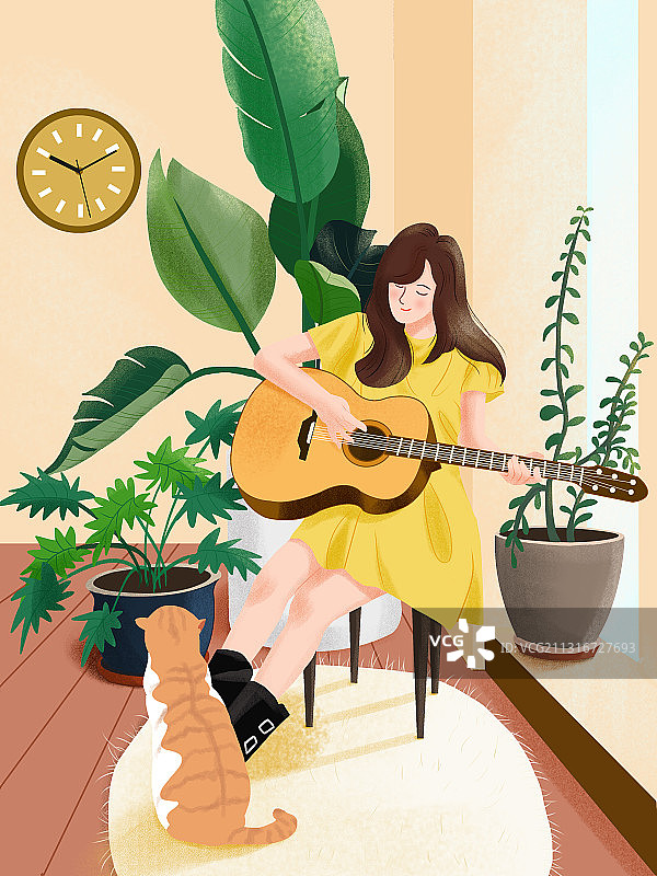 弹吉他的女孩图片素材