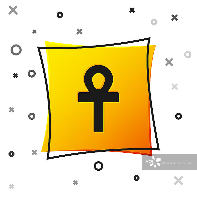 白色背景上孤立的黑色十字安卡图标图片素材