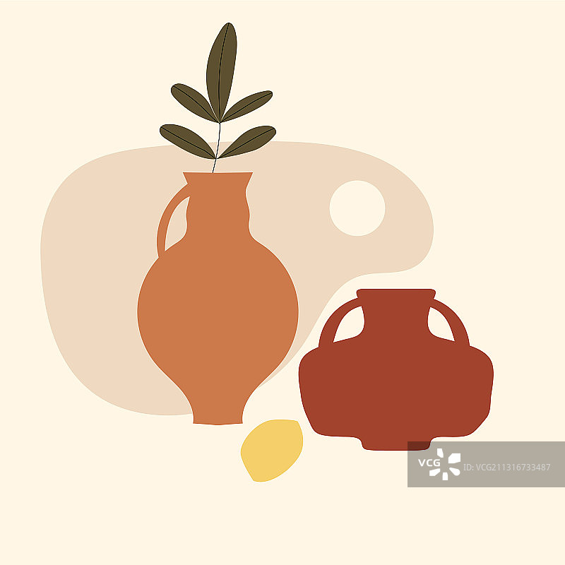 时尚卡片静物花瓶水果抽象图片素材