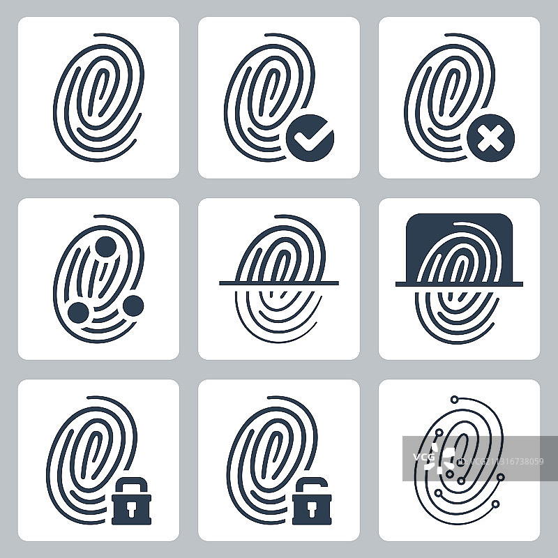 指纹图标合集图片素材