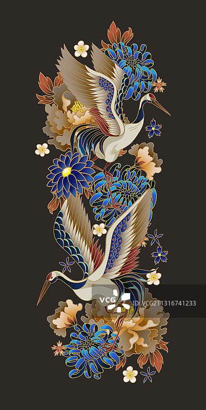 鸳鸯花卉组合构图图片素材