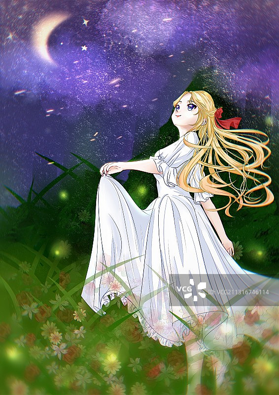 夜晚与白裙图片素材