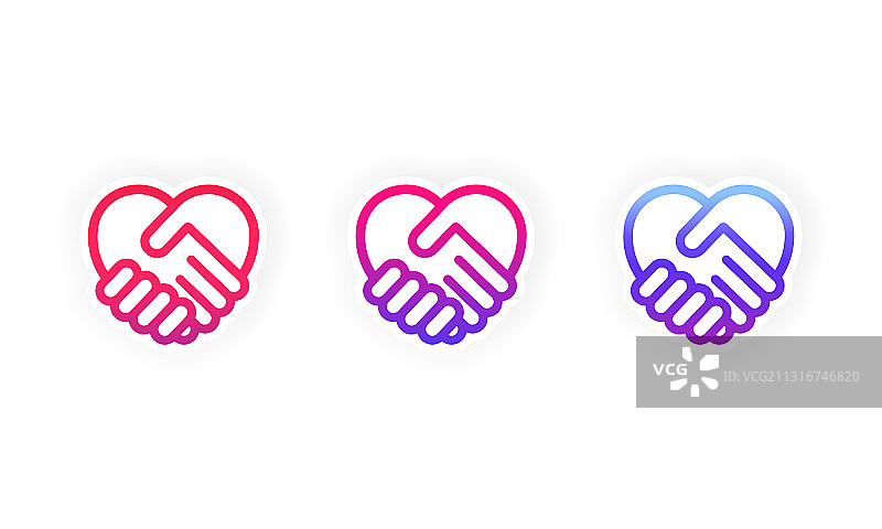 心形握手贴纸图片素材