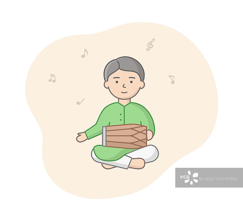 身穿绿色传统服装的印度男人图片素材