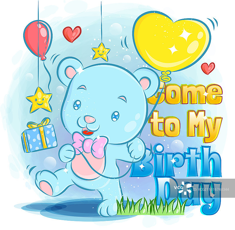 生日派对上快乐的可爱熊图片素材