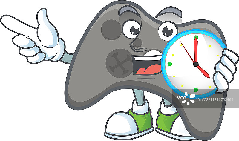 带时钟的黑色操纵杆卡通人物风格图片素材