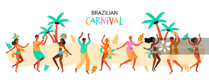 巴西狂欢节扁平卡通banner图片素材