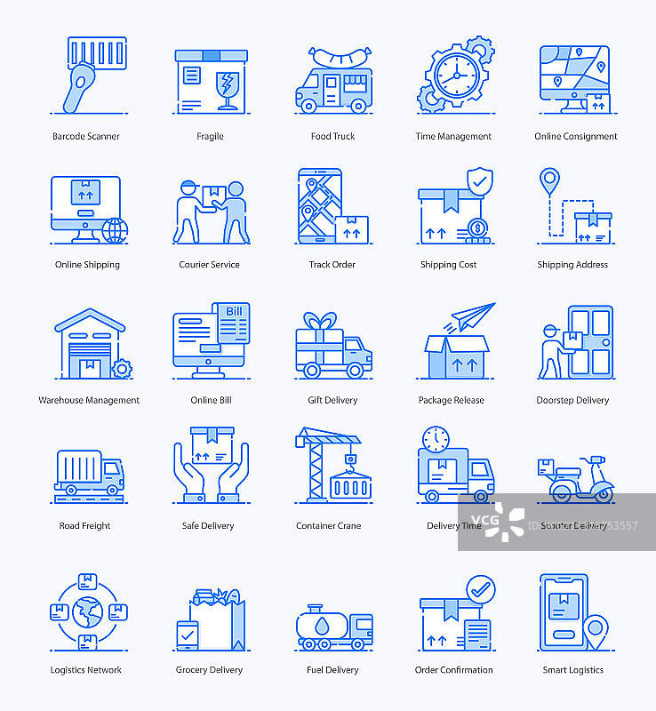 航运和物流扁平风格图标图片素材