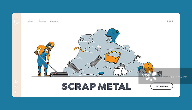 废金属回收或再利用着陆页图片素材