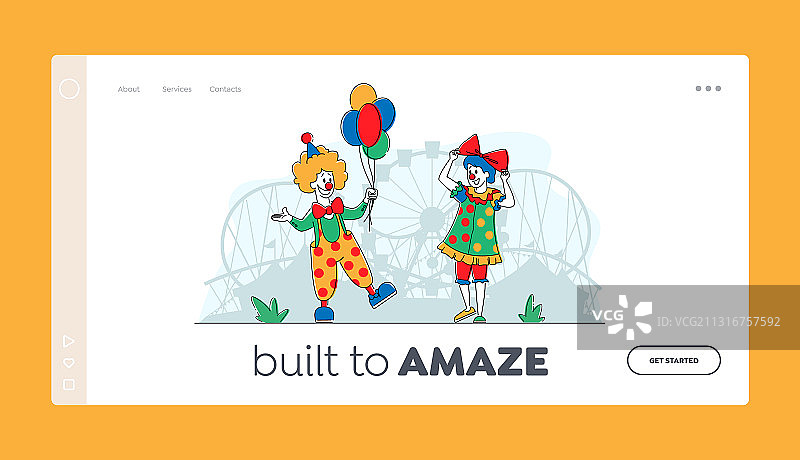 游乐园小丑喜剧演员着陆页图片素材