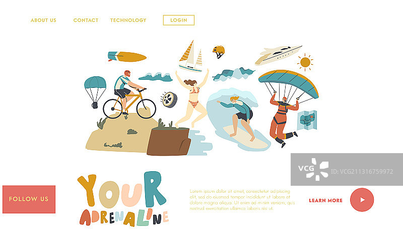 休闲运动极限娱乐着陆页图片素材