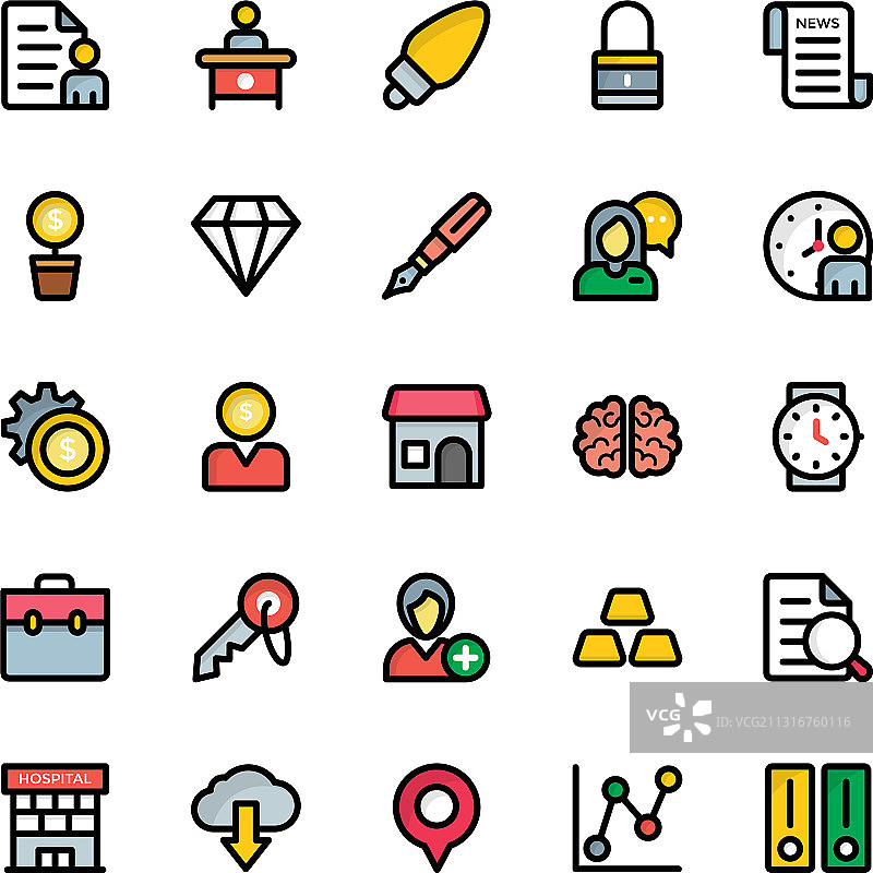 扁平商务图标合集图片素材