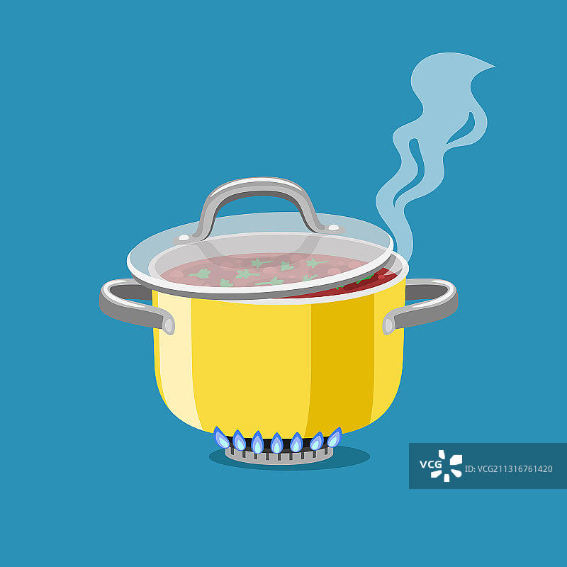 燃烧器上的平底锅图片素材