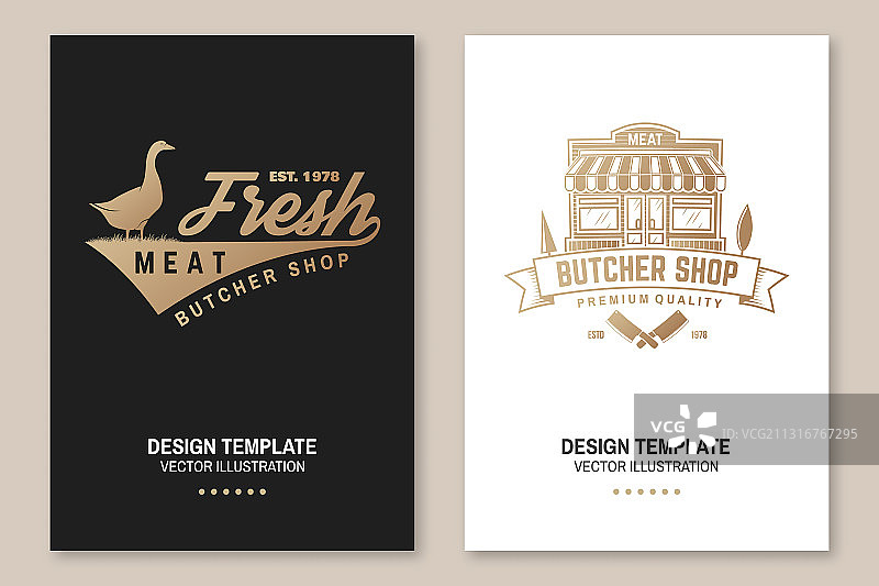 带鹅图案的肉店徽章或标签图片素材