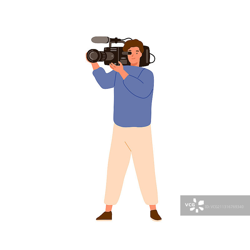手持麦克风相机的媒体人图片素材