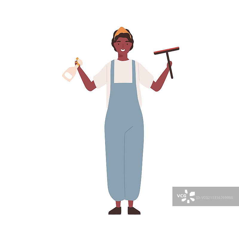 快乐的清洁女工图片素材