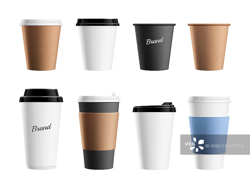 棕色环保纸杯样机图片素材