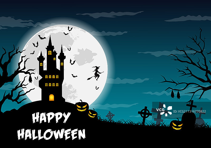 万圣节快乐：不给糖就捣蛋海报卡片图片素材