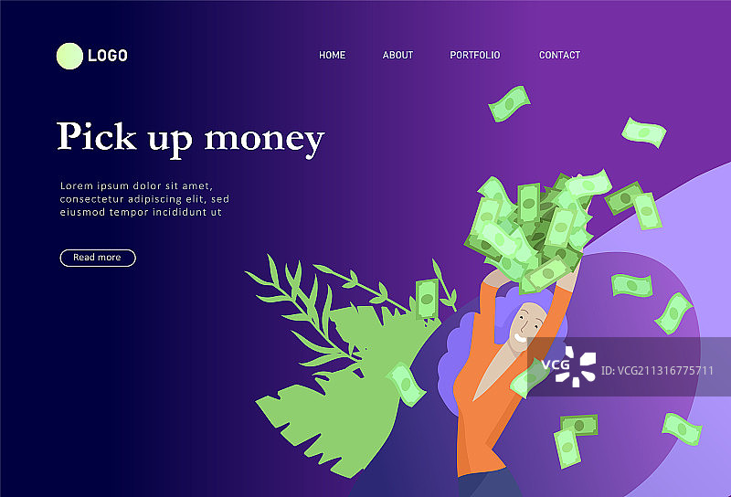 快乐人群金融主题着陆页模板图片素材