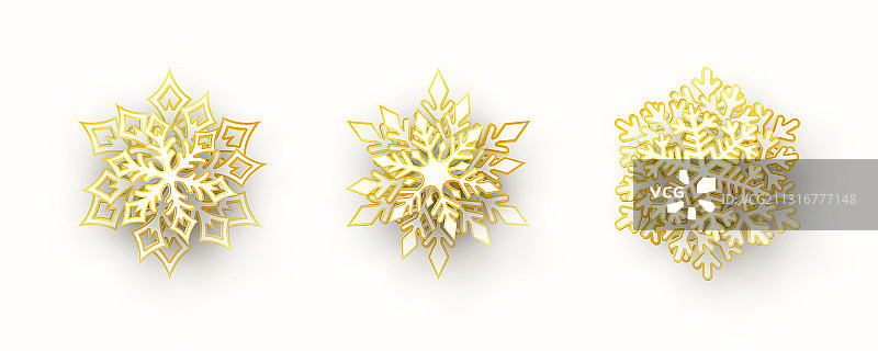 带阴影的剪纸雪花套装图片素材