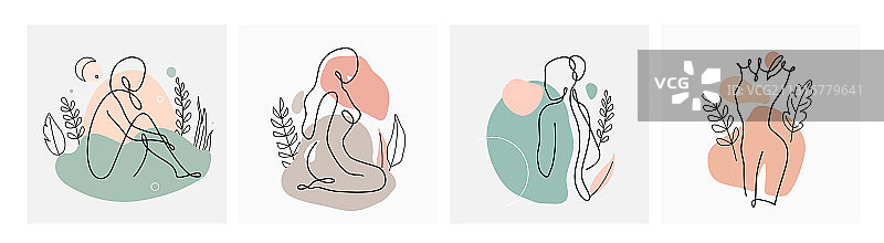 抽象线条女性背景图片素材