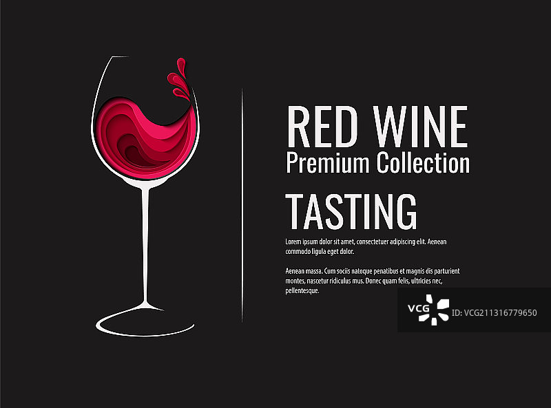 纸雕风格的玻璃杯红酒飞溅图片素材