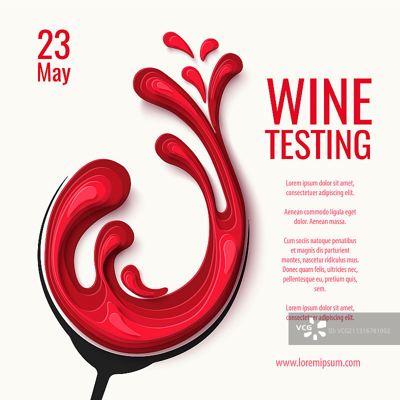 纸雕风格的玻璃杯红酒飞溅图片素材