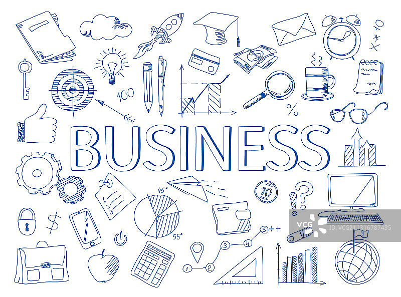 涂鸦风格的商务图标图片素材