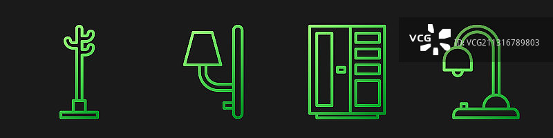 线条衣柜衣帽架壁灯组合图片素材