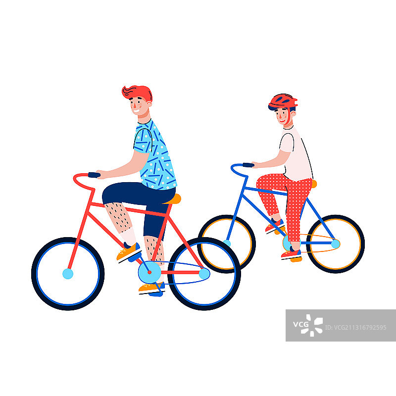 两个男孩骑自行车（白色背景）图片素材