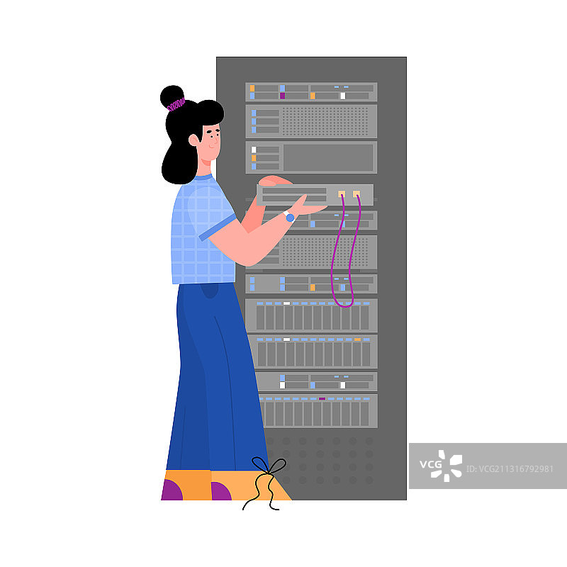 数据中心技术员控制服务器工作图片素材