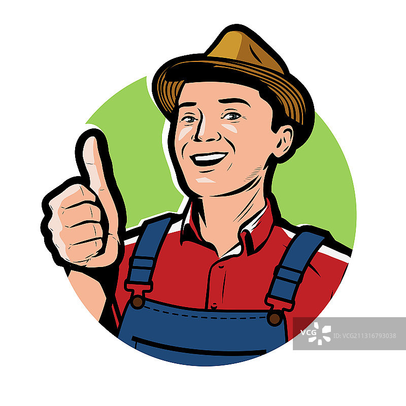 戴帽子农民农业农场标志或符号图片素材