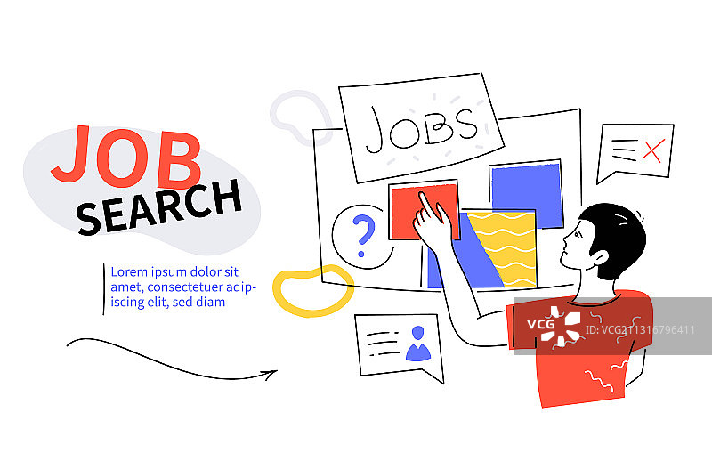 职位搜索-现代彩色扁平风格网页图片素材