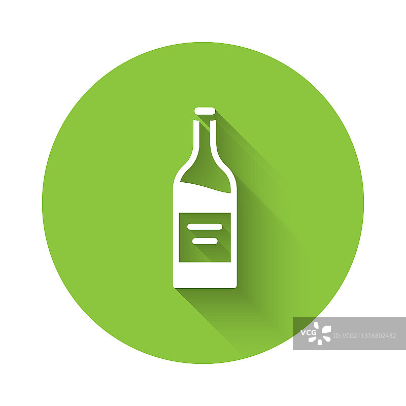带有长阴影的白色葡萄酒瓶图标图片素材