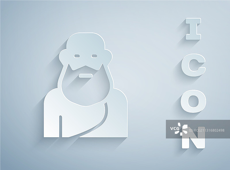 灰色背景上的苏格拉底剪纸风格图标图片素材