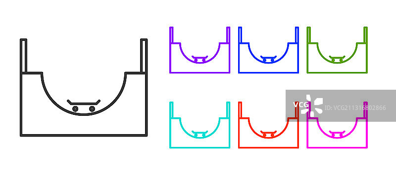 黑色线条：滑板公园图标图片素材