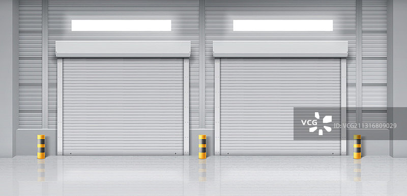 带关闭门的仓库内部图片素材
