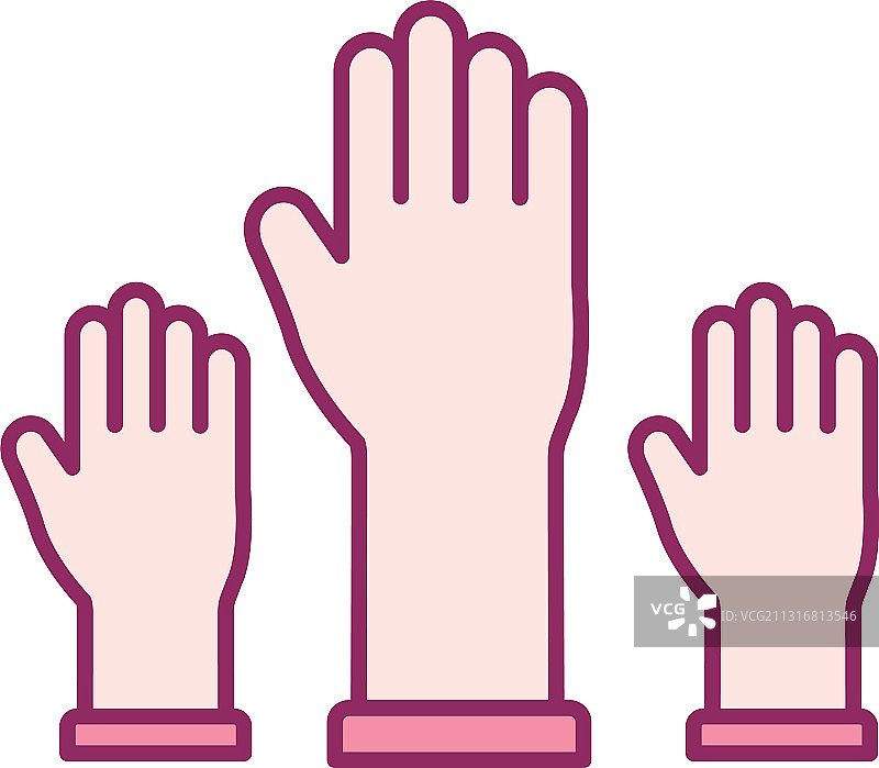 举手线条填充风格图标图片素材