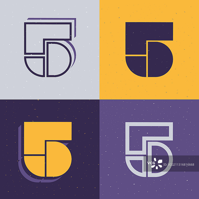 镂空数字5标志套装图片素材