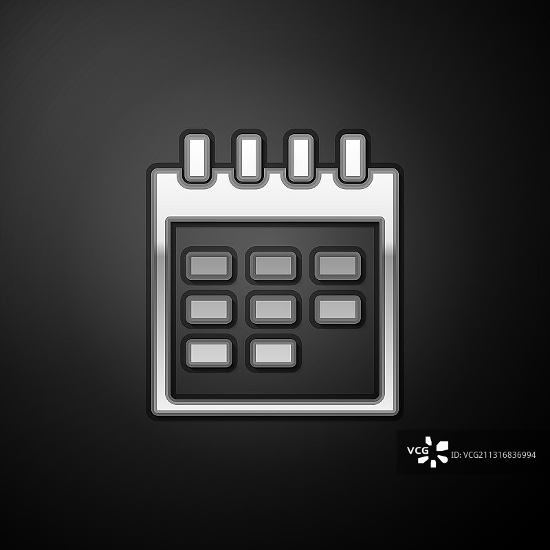 黑色背景上的银色日历图标图片素材