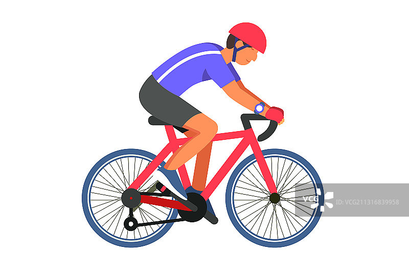 男人在路上骑自行车图片素材